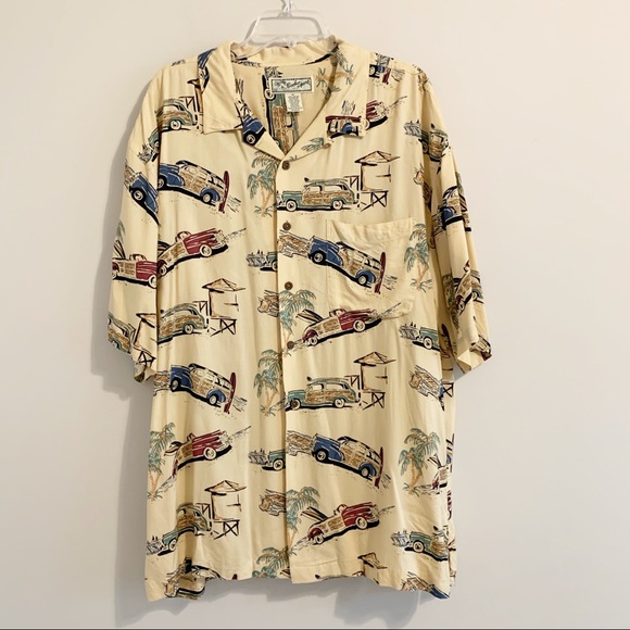 Vintage Hawaiian Shirt Woodie Cars Rayon Short Sleeve Relaxed Fit Shirt - Picture 8 of 11